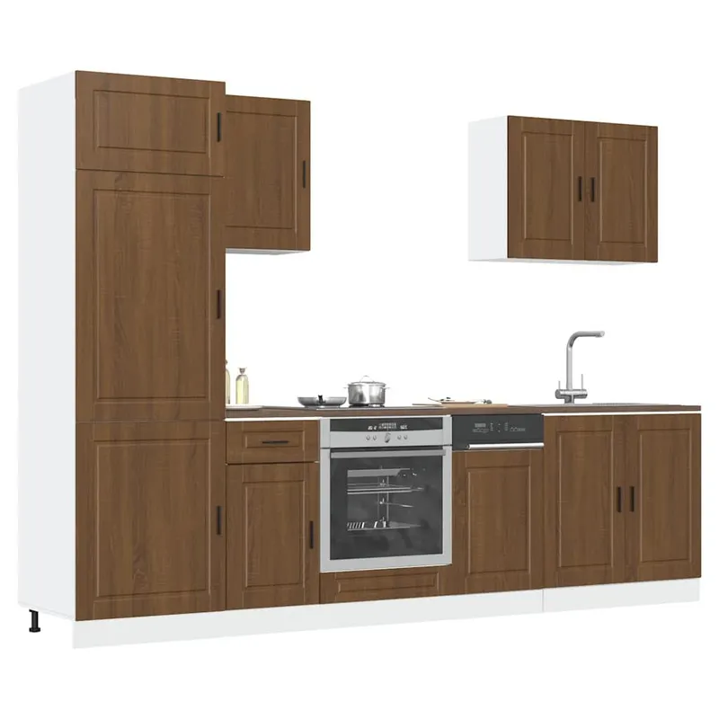 7-tlg. Küchenschrank-Set Porto marrone Eichen-Optik derivato del legno