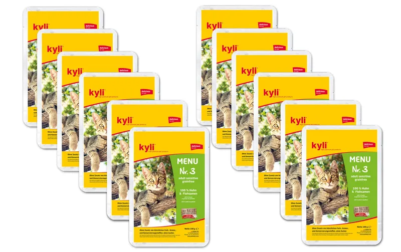 kyli Alimento Umido Adult Sensitive, Menu N. 3, 12 x 100 g