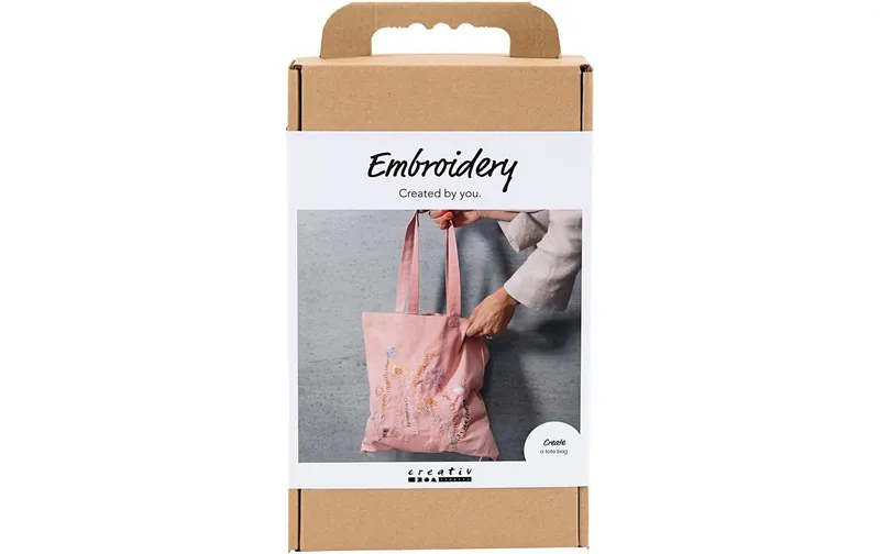 Creativ Company Bastelset Stickereien, Einkaufstasche, Rosa mattiert