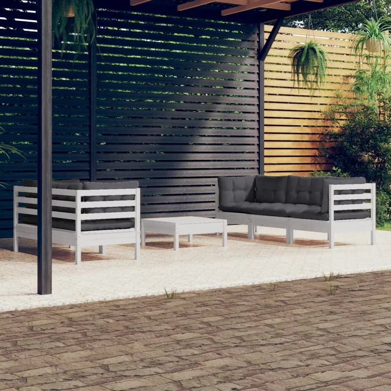 6-tlg. Garten-Lounge-Set mit antracite Kissen Kiefernholz