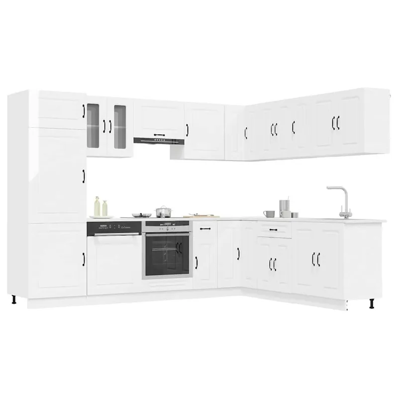 14-tlg. Küchenschrank-Set Kalmar Hochglanz-Weiß Holzwerkstoff
