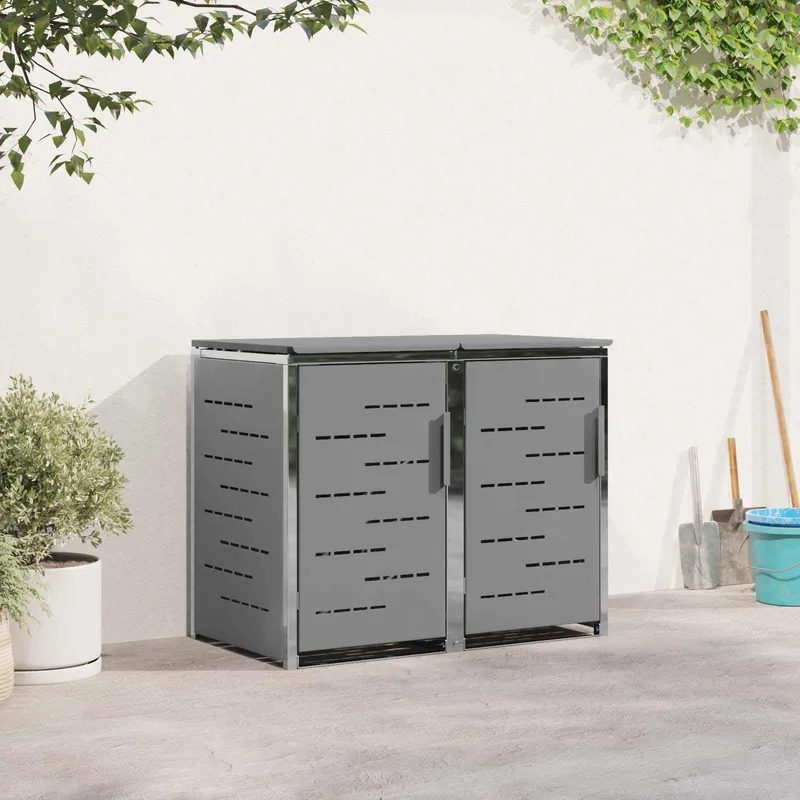 Stockage de bac à déchets for 2 Bins 240L Acier inoxydable Gris
