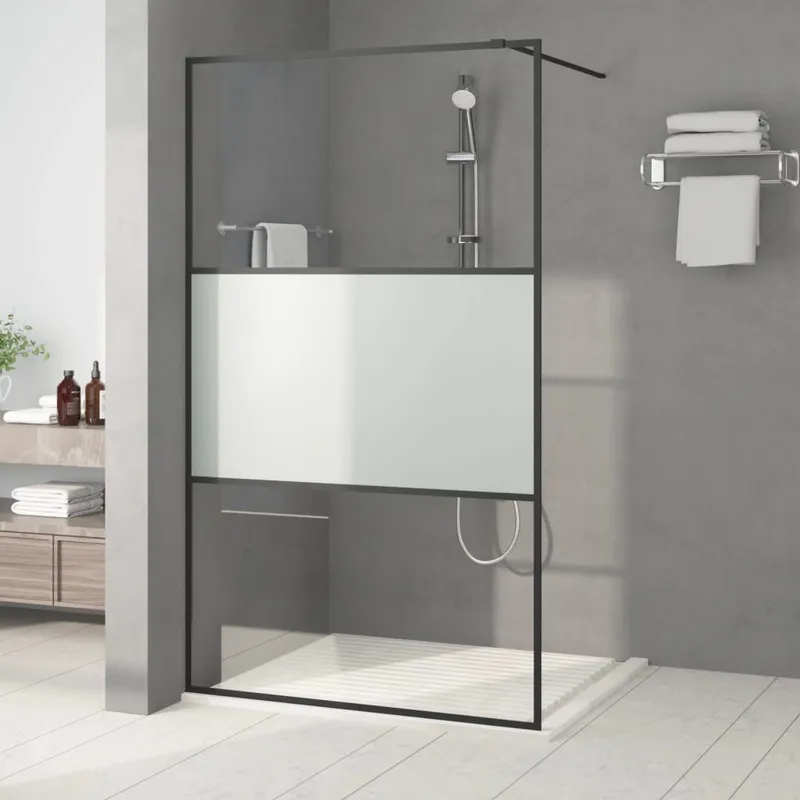 Duschwand per Begehbare Dusche nero 115x195 cm Halbmatt ESG