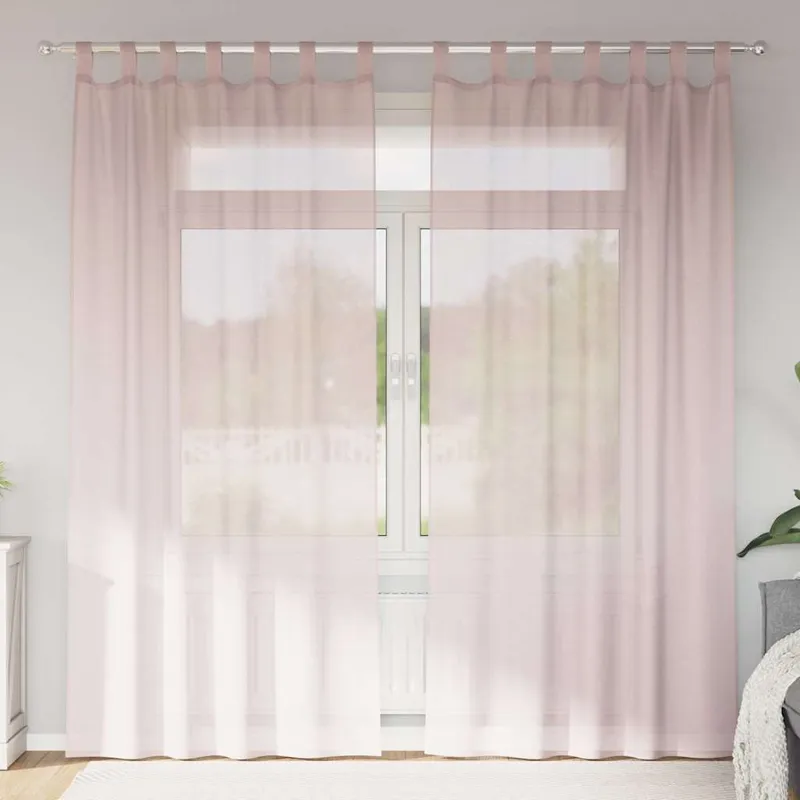 Voile Vorhänge mit Schlaufen 2 Stk. Hellrosa 140x245 cm