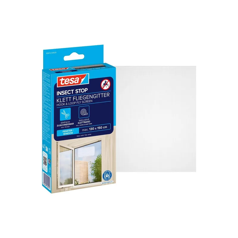 tesa Fliegengitter Insect Stop Standard, 1.3 x 1.5 m, weiss