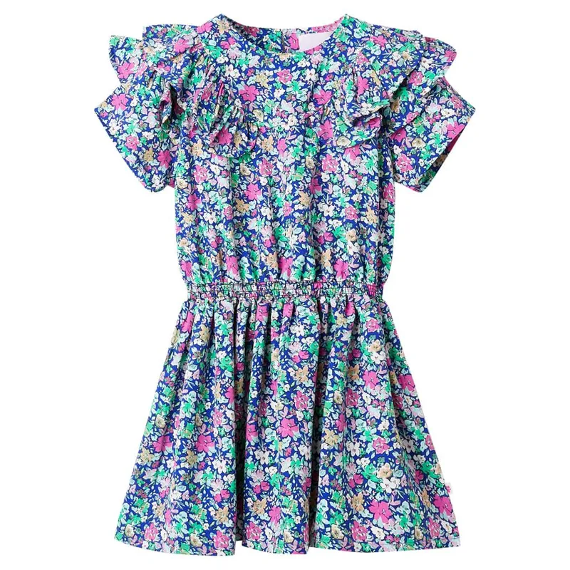 Robe pour enfants à manches à volants bleu cobalt 128