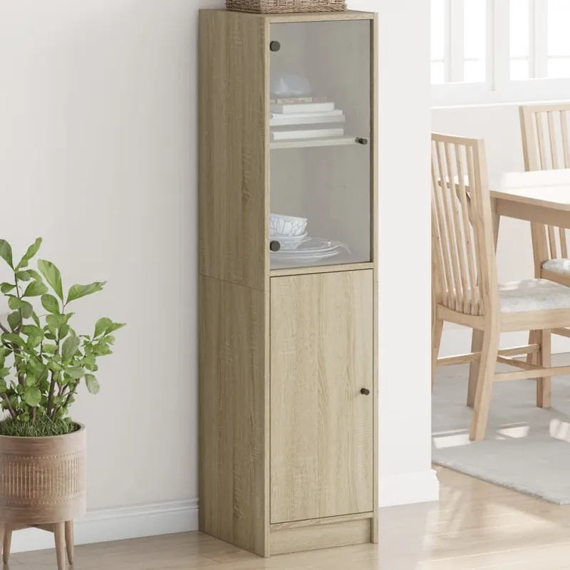 Highboard con vetrotür rovere Sonoma 35x37x142 cm