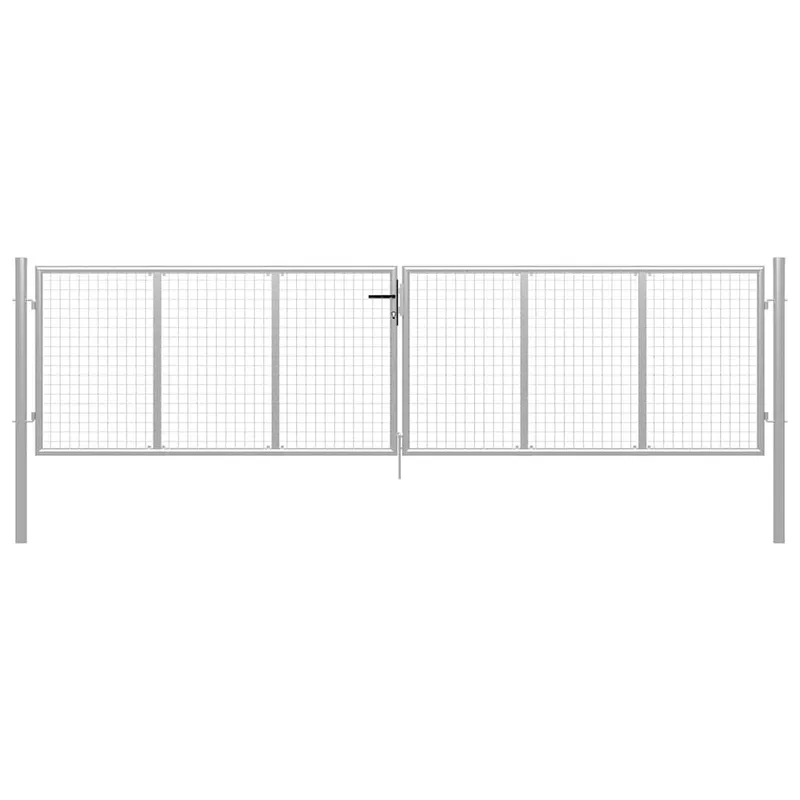 Gartentor verzinkter Stahl 400 x 100 cm Silber