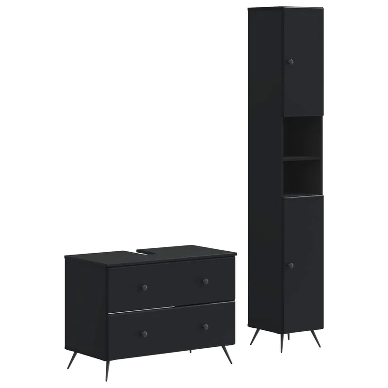 2-teiliges Badezimmer Schrank Set BREDA nero derivato del legno