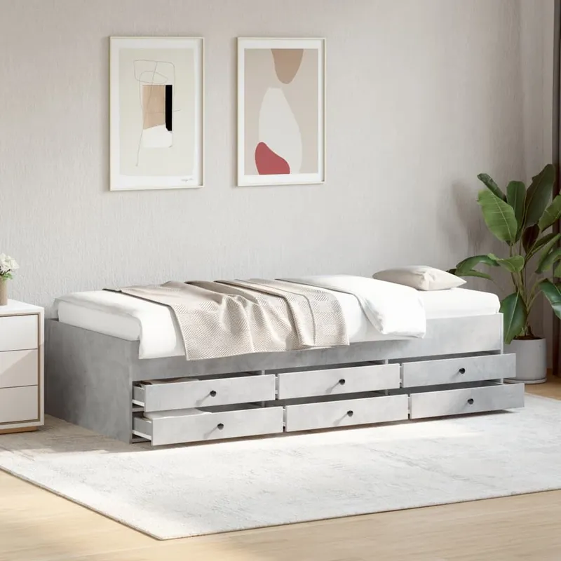 divano letto con cassetti senza materasso grigio cemento 75x190 cm