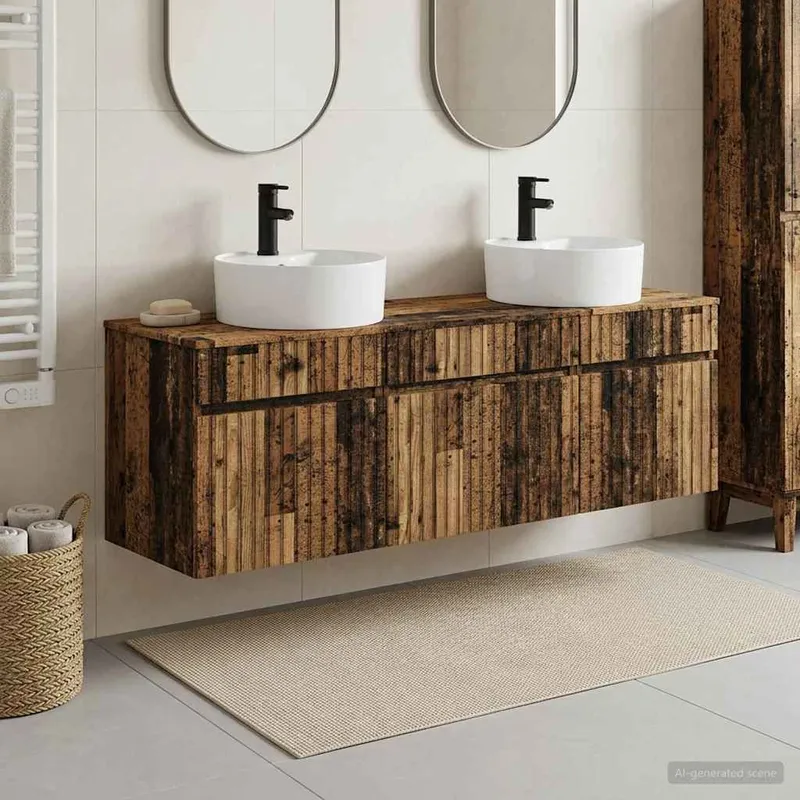 Badezimmerschrank-Set 3 stk. Altholz 49 x 44,5 x 65 cm