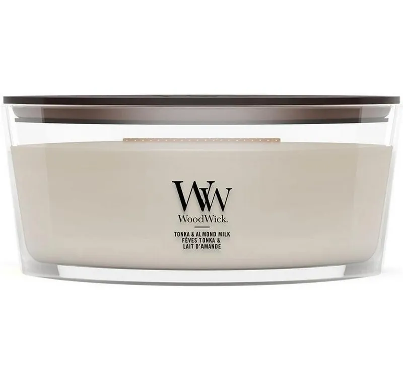 Woodwick Duftkerze Tonka & Almond Milk Ellipse