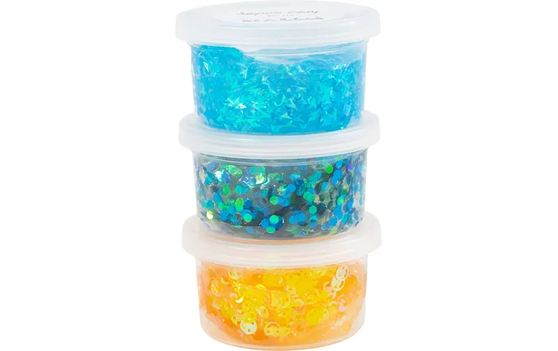 Creativ Company Modelliermasse Sequin Clay, Harmonie blue-green, 3 x 60 g