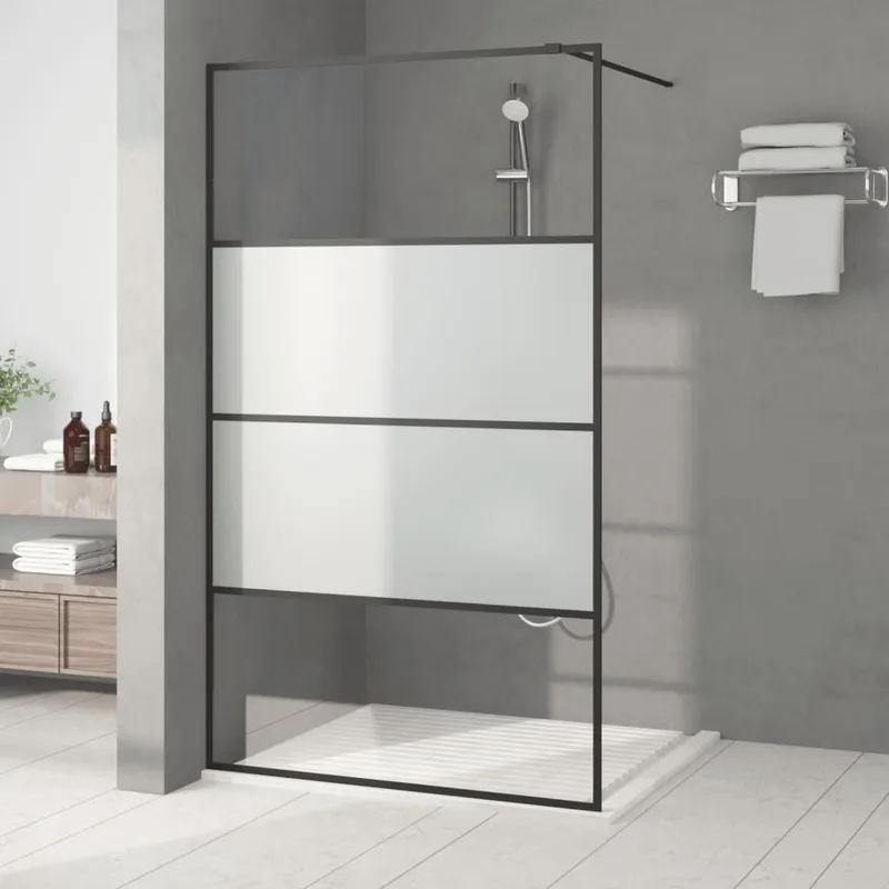 Duschwand per Begehbare Dusche nero 115x195 cm Halbmatt ESG