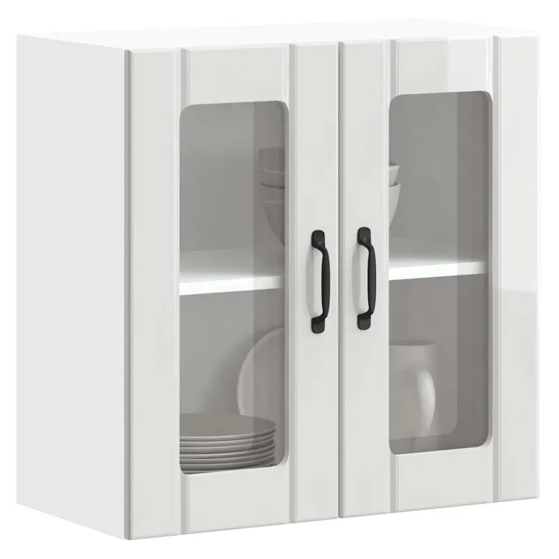 Küchen-Hängeschrank mit Glastür Lucca Hochglanz-white engineered wood