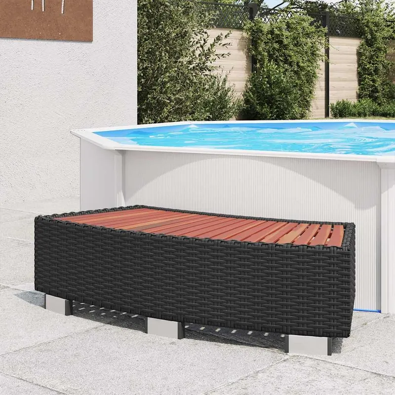 Spa-Einstiegsstufe Poly Rattan 92×45×25 cm Schwarz