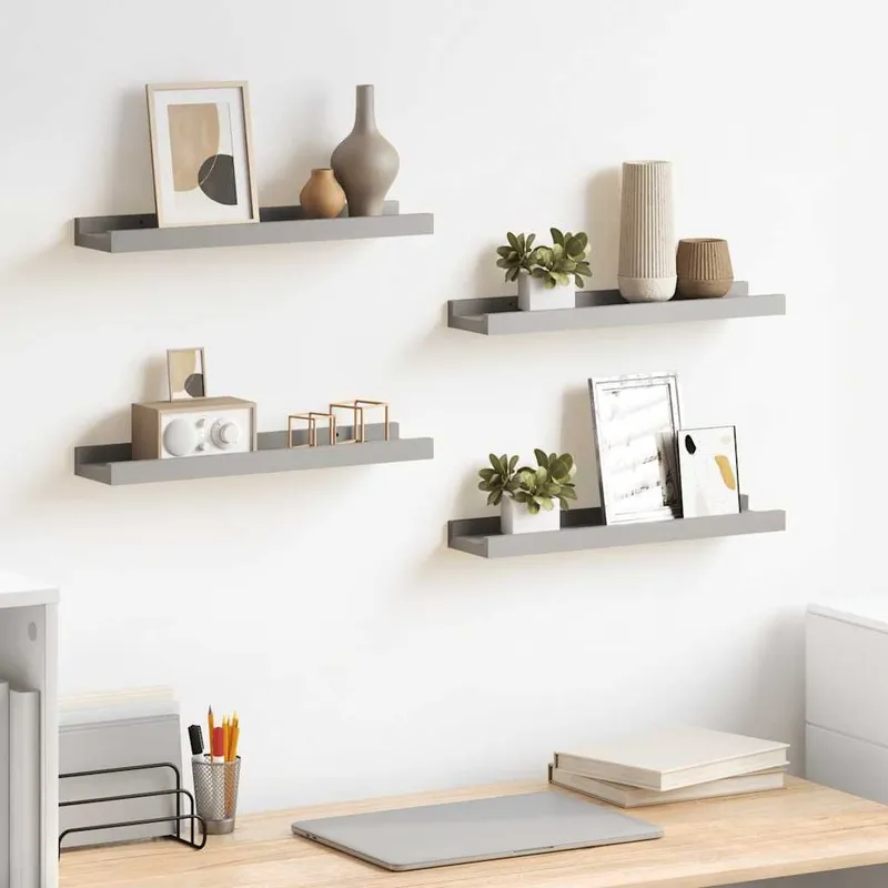 Wandregale 4 Stk. Grau 40x9x3 cm