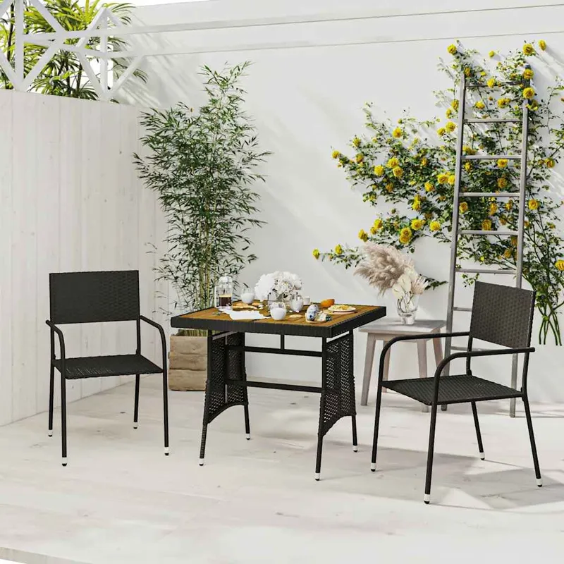 3-tlg. Garten-Essgruppe Poly Rattan nero