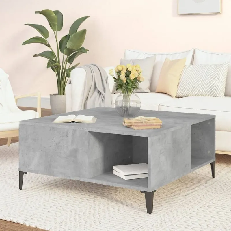 Couchtisch Betongrau 80x80x36,5 cm derivato del legno