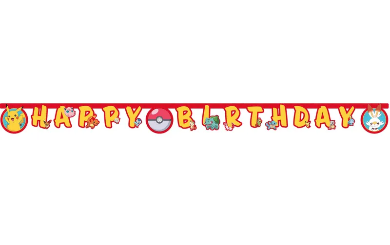 We fiesta Party Girlande Happy Birthday Pokémon 2 m, multicolore