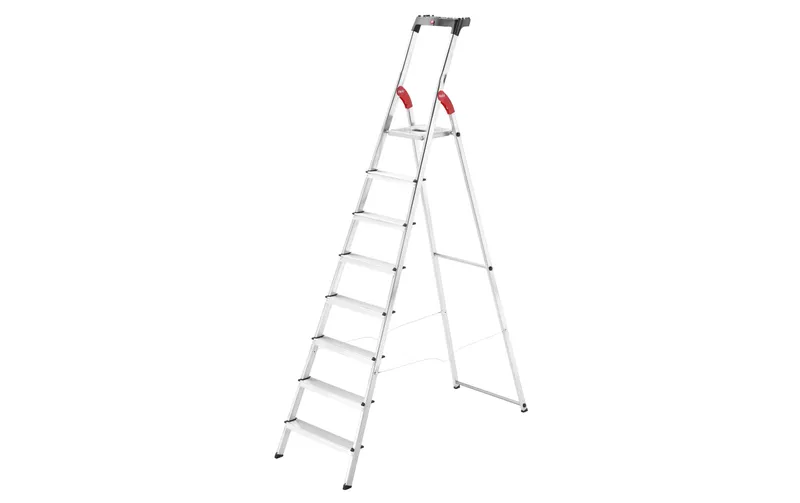 Hailo Bockleiter L60, Alu, con Arbeitsschale 8 Stufen