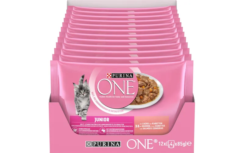 Purina ONE Nassfutter Junior Lachs, 4 x 85 g
