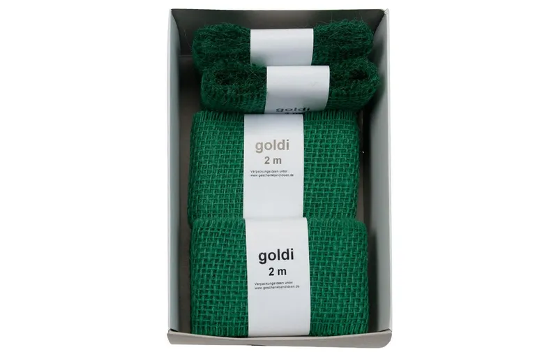 GOLDINA Juteband 6 cm x 2 m, Dunkelgrün, 1 Stück