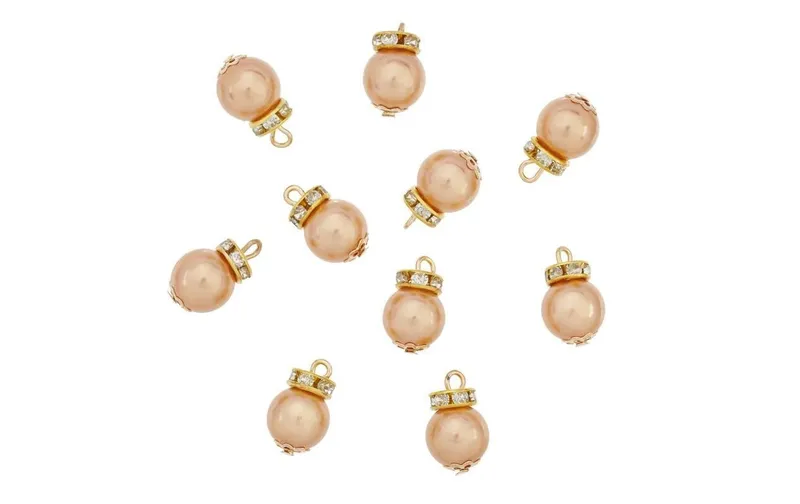 HobbyFun Mini-Figur Christbaumkugeln 1 cm, Champagner, 10 pezzi