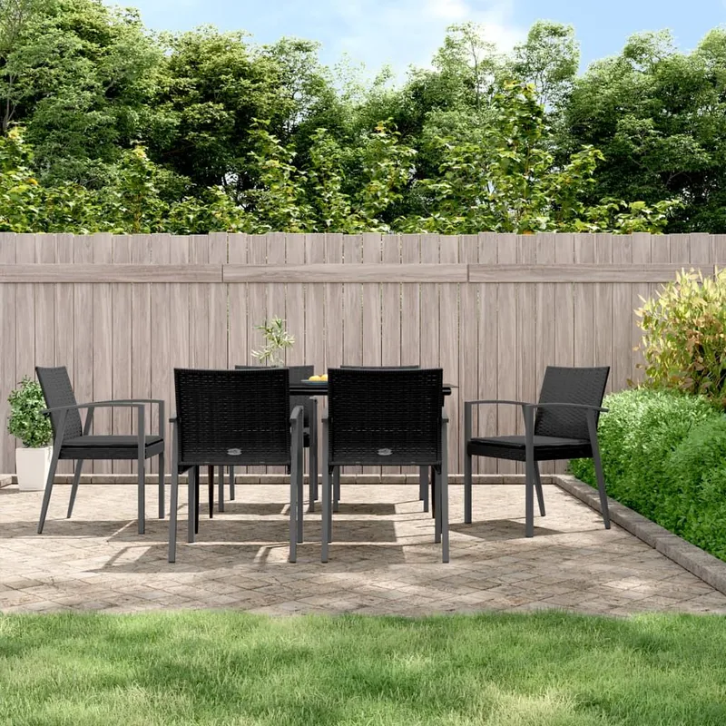 Gartenstühle mit Kissen 6 Stk. nero 56,5x57x83cm Poly Rattan