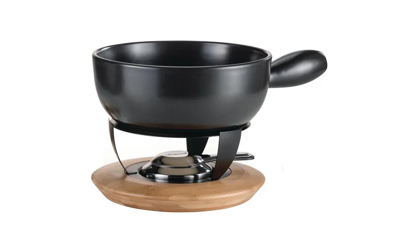 Koenig Käsefondue-Set Bamboo 3 Teile, nero