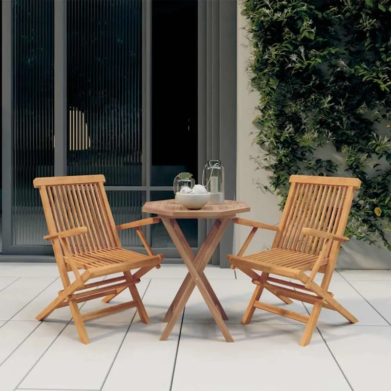 3-tlg. Garten-Essgruppe Massivholz Teak