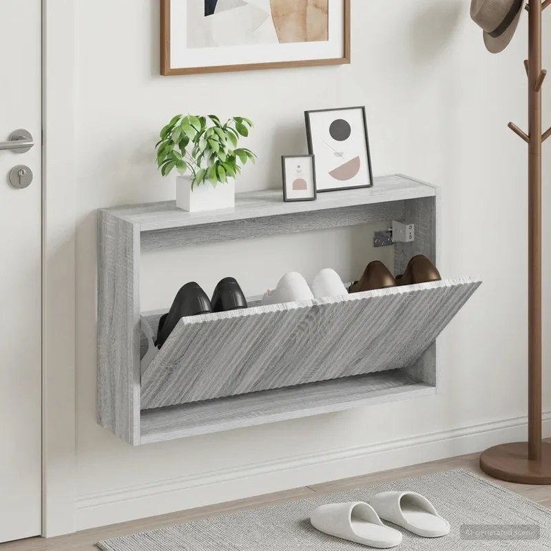 Wandmontierter Schuhschrank ARNHEM 71 x 17 x 43 cm Sonoma-Grau