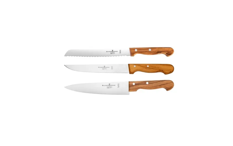 Schwertkrone Messer-Set Fleisch/Koch/Brotmesser Silber/Braun