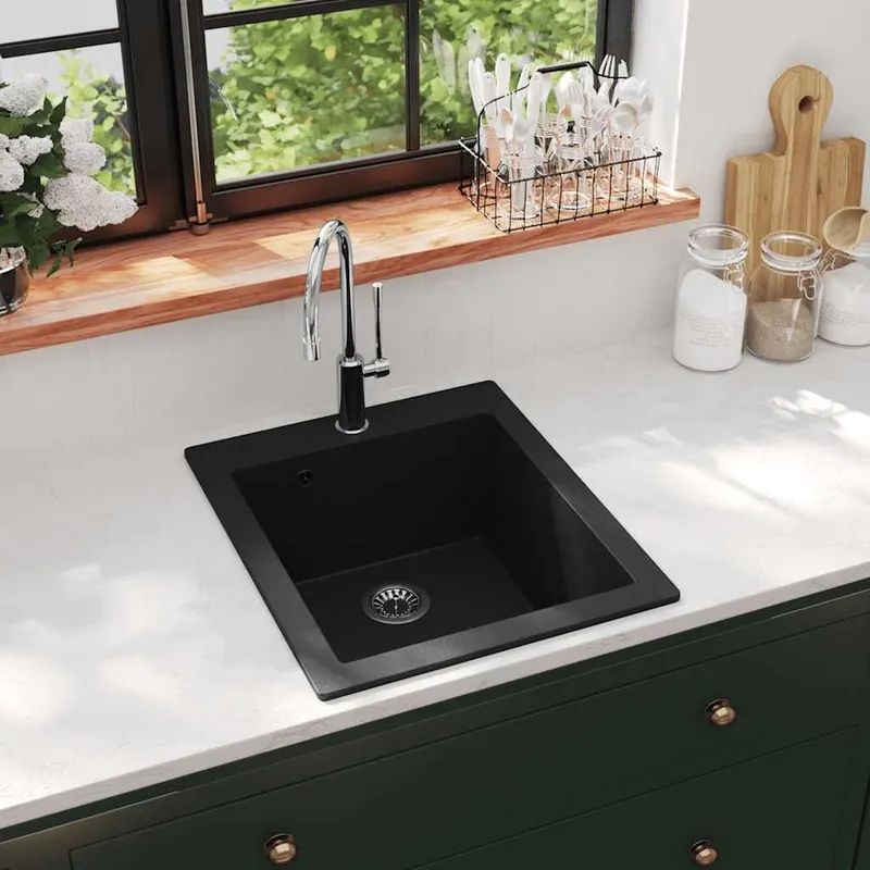 Granitspüle Einzelbecken nero