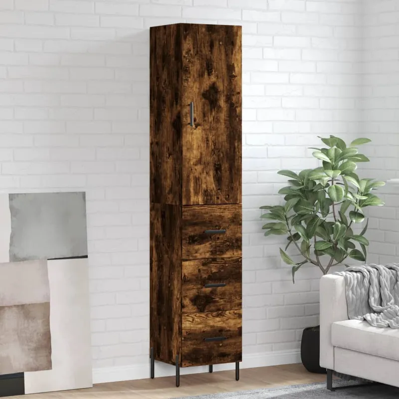 Highboard Räuchereiche 34,5x34x180 cm derivato del legno