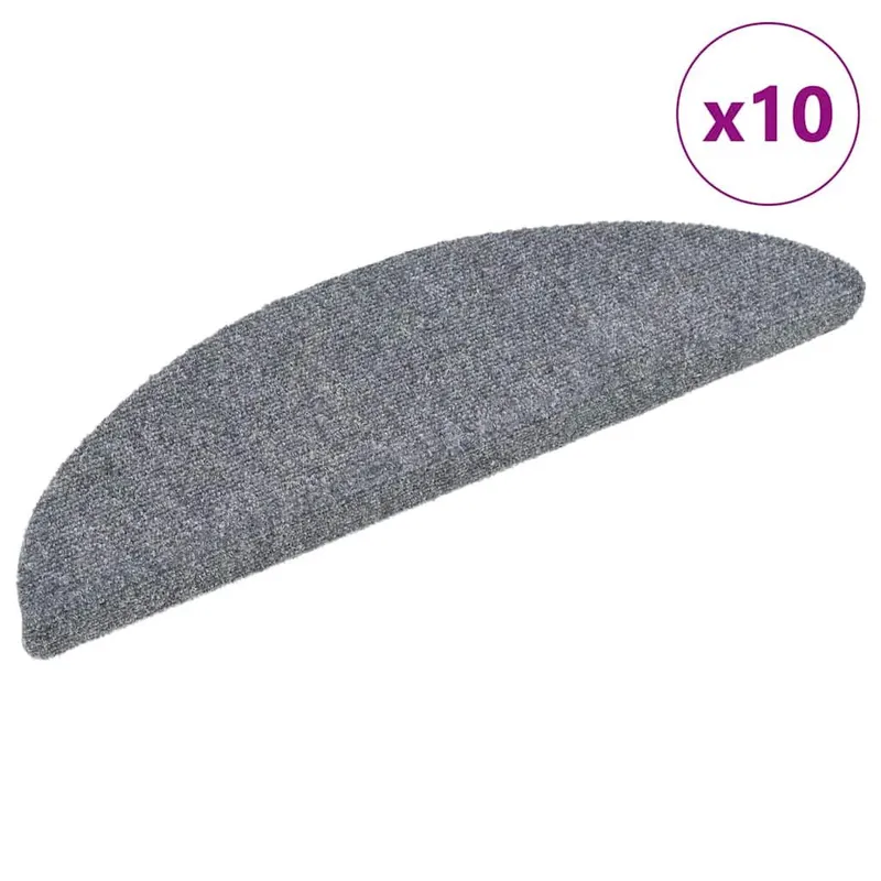Selbstklebende Treppenmatten 10 Stk. Hellgrau 56x17x3 cm
