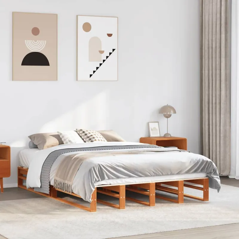 letto in legno massiccio senza materasso marrone cerato 120x200 cm legno di pino