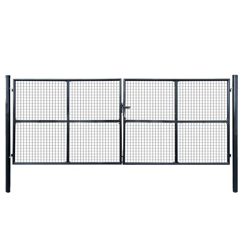 Portail de jardin grillagé en acier galvanisé gris 400 x 150 cm