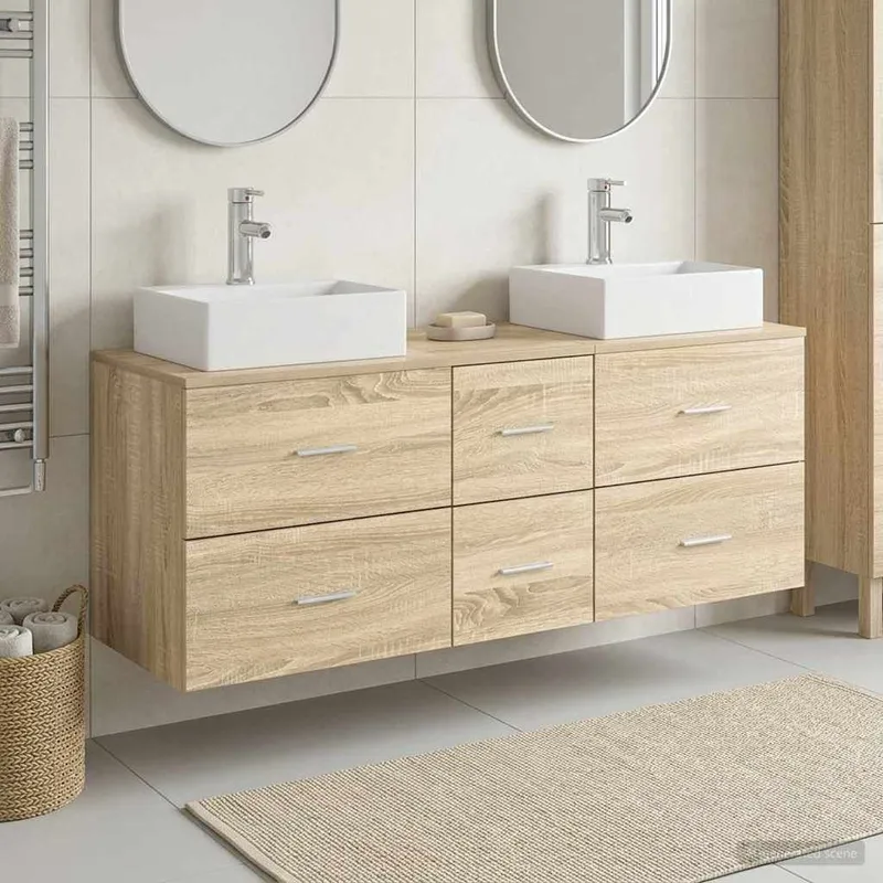 Ensemble d'armoire de salle de bain 3 pc Chêne Sonoma