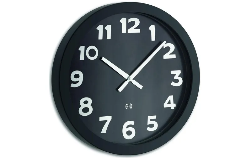 TFA Dostmann Funk-Wanduhr XL mit Metallrahmen 40 cm, noir/Silber