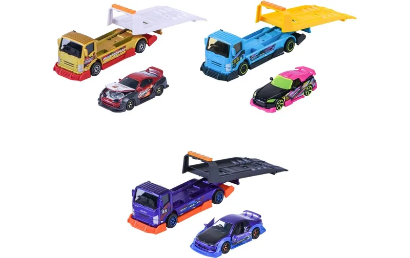 Majorette JDM Legends Tuning Transporter, 3-sort. avec Anhänger