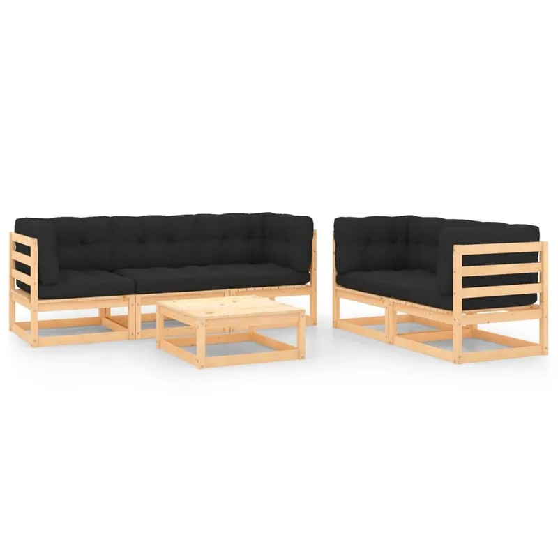6-tlg. Garten-Lounge-Set mit Kissen legno massiccio pino