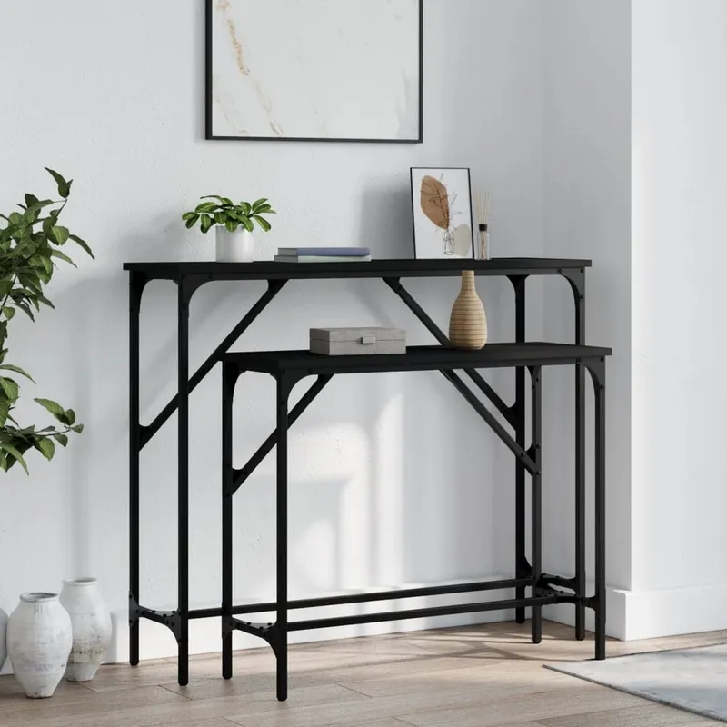 Konsolentische 2 Stk. Schwarz Holzwerkstoff