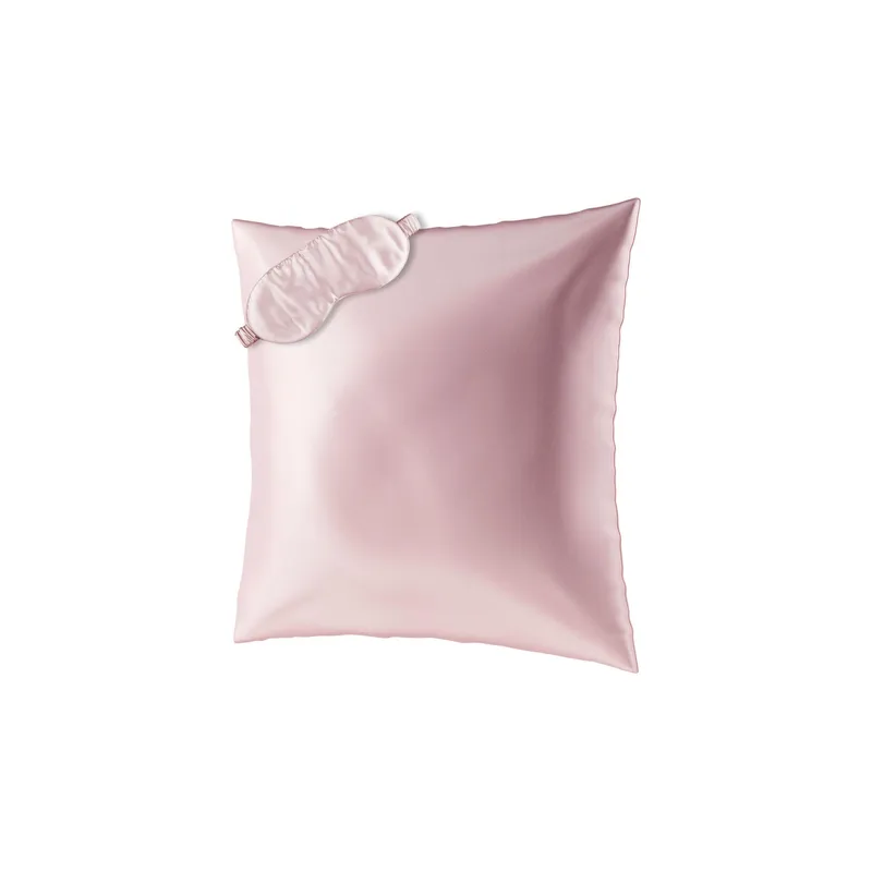 Ailoria Kissenbezug und Schlafmaske Set Seide, 80 x 80 cm, Rosa