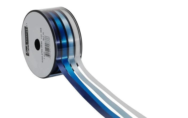 Spyk Geschenkband Kombispule 4 x 7 mm x 7 m, blue/white