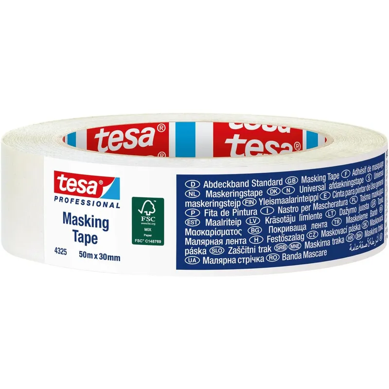 tesa Masking Tape Papier leicht gekreppt blanc 50 m x 19 mm