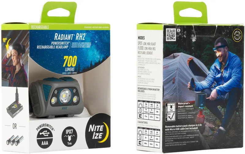 NITE IZE Radiant RH2 PowerSwitch-Stirnlampe Grau