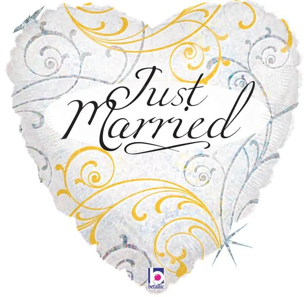 Silberfolienballon Herzform Just Married