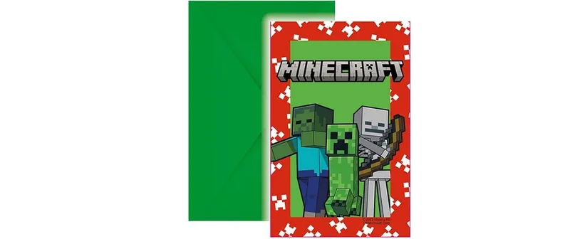 We fiesta Party Einladungskarte Minecraft 6 pezzi