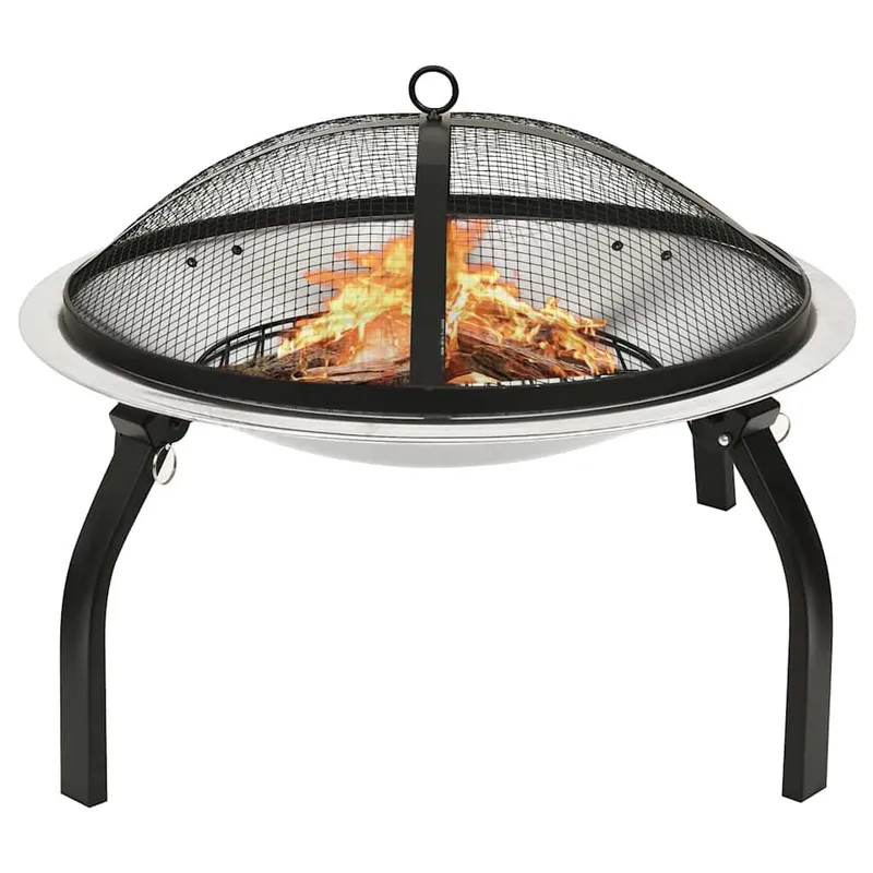 2in1 Feuerschale und Grill mit Schürhaken 56x56x49 cm Edelstahl